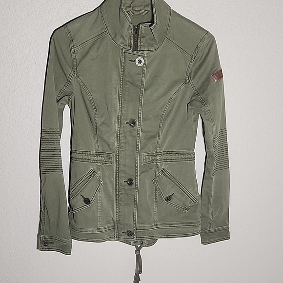 Hollister Jacket Womens XS Lace Back Drawstring Waist Military Green Grunge - Picture 1 of 11